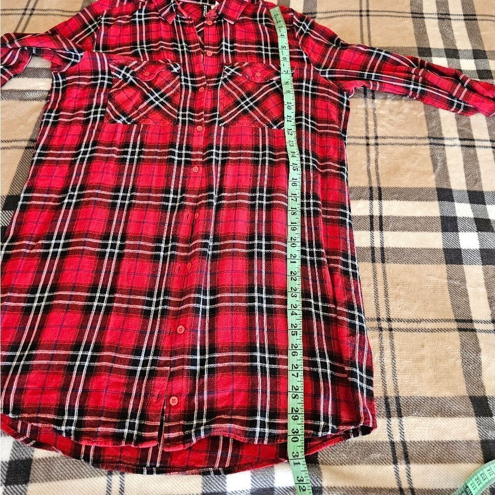 Red Plaid Button-Up Shirt - Picture 8 of 8